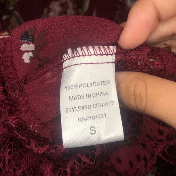 Floral maroon long sleeve shirt - Picture 7 of 7